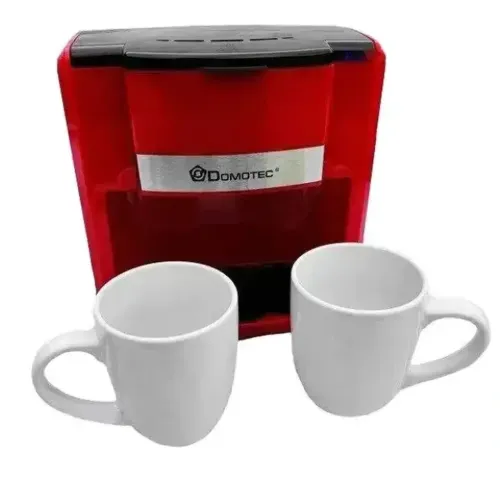 Капельная кофеварка на две чашки Domotec MS-0705 c 2 керамическими чашками, Домашняя электрическая кофемашина для чая и кофе на 0.3 л 500W Красная