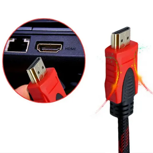 Усиленный кабель Hdmi to Hdmi 5м 1080p в обмотке Кабель-удлинитель HDMI-HDMI 5m 5 m, 5 м для монитора и телевизора в оплетке Черно Красный