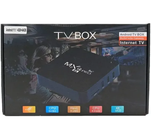 Цифрова смарт ТВ приставка для телевізора з пультом Ultra MXQ PRO 4K 4GB/32GB, Медіаплеєр Android 11.1 5G TV з вбудованим WiFi модулем Чорна