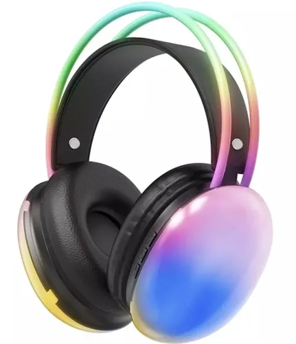Накладные беспроводные наушники Bluetooth Welike WK-30 с RGB подсветкой Полноразмерные блютуз стереонаушники с портом AUX для компьютера и ноутбука