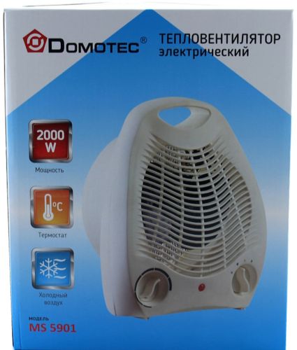 Електричний тепловентилятор Domotec MS - 5901 дуйка з 3 режиму терморегуляції і ручкою, підлоговий обігрівач для будинку на 22 кв. м. 2000W Білий