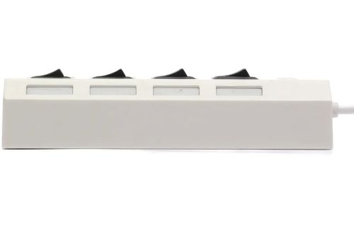 USB хаб Memos на 4 порти з перемикачами White, живлення від USB 2.0 розгалужувач з кнопками on off концентратор перехідник HUB 480 Мбіт 5В Білий