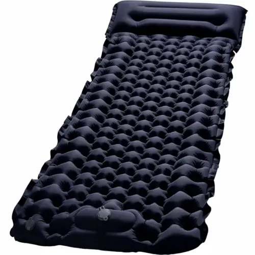 Надувний туристичний матрац з подушкою Outdoor Sleeping GS-710 з вбудованим насосом, Каремат 190Х60Х5СМ з підголовником для кемпінгу SD - 01 Чорний