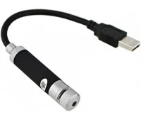 Потужна лазерна указка Red Laser Pointer SN-R12 від USB червоний лазер, Світлодіодний проектор діодний від юсб 3 насадки ефектів для машини і вдома