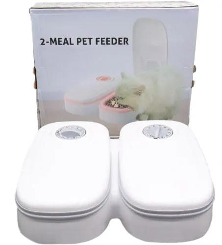 Автоматична подвійна годівниця дозатор 2-Meal Pet Feeder MA - 6 для собак і кішок 659-3 з таймером, Комплект годівниць 2шт по 600 мл для тварин