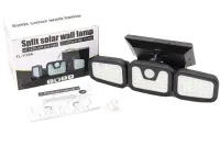 Вуличний потрійний ліхтар Split Solar Wall Lamp FL - 1725B на сонячній батареї з датчиком руху, Настінний акумуляторний вологозахищений світильник