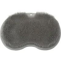 Силиконовый массажный коврик Чистюля щетка Shower Foot Scrubber Mat LY-379 Grey для спины и ног на присосках, Настенная нескользящая мочалка для душа Серая