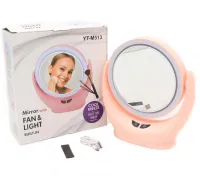 Настільне кругле Косметичне дзеркало Mirror Lamp YT-M513 з LED підсвічуванням і збільшенням для макіяжу, збільшувальне дзеркало на підставці Рожеве