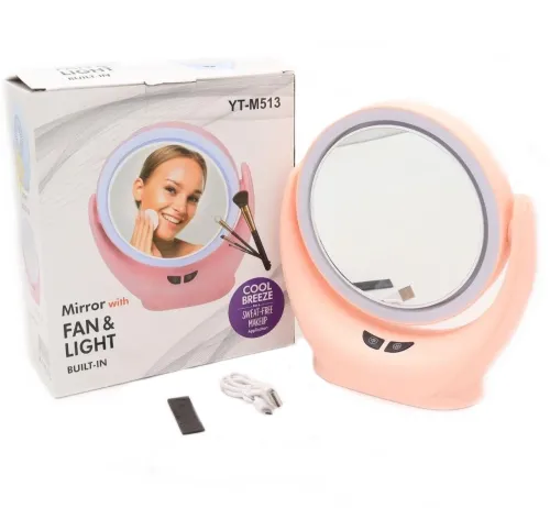 Настільне кругле Косметичне дзеркало Mirror Lamp YT-M513 з LED підсвічуванням і збільшенням для макіяжу, збільшувальне дзеркало на підставці Рожеве
