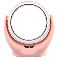 Настільне кругле Косметичне дзеркало Mirror Lamp YT-M513 з LED підсвічуванням і збільшенням для макіяжу, збільшувальне дзеркало на підставці Рожеве