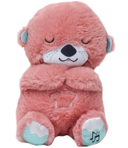 Світна дихаюча Видра Fisher Price FXC66 30 см з диханням для сну дітей, м'яка плюшева іграшка музичний нічник від батарейок Рожева Рожева