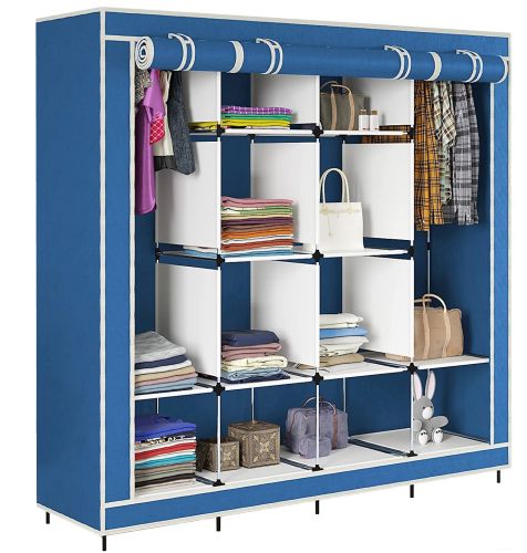 Складной тканевый шкаф  для одежды Storage Wardrobe 88170 на 4 секции, 170х45х175, Каркасный органайзер гардероб для обуви и вещей на 12 полок