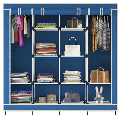 Складной тканевый шкаф  для одежды Storage Wardrobe 88170 на 4 секции, 170х45х175, Каркасный органайзер гардероб для обуви и вещей на 12 полок