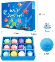 Подарунковий набір бомбочок Bath Bomb Gift (12 штук) для ванни з іграшкою-сюрпризом, дитячі спа-бомбочки «Морські мешканці» для ванни з іграшками