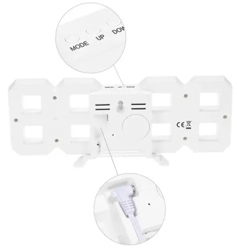 Електронні настільні 3D годинник з синьою LED підсвічуванням Generic LY-1089, світлодіодні цифрові настінні годинники з будильником і датою білі