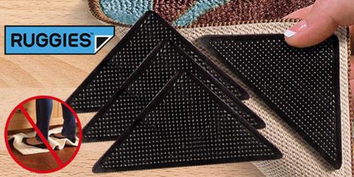 Набір тримачів для килимів 4 шт Ruggies Amazing Reusable Rug Grippers кутові Липучки-фіксатори для килимів