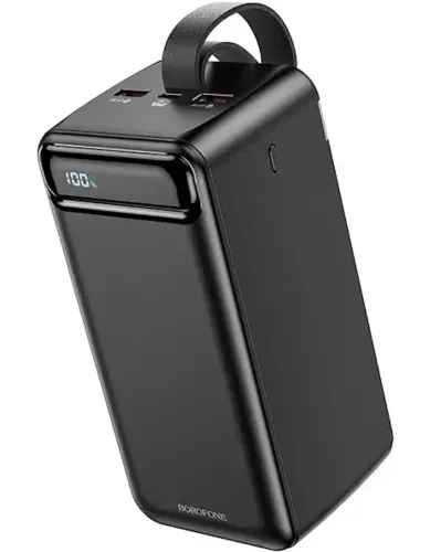 Внешний аккумулятор Borofone Power Bank BJ14D 50000mAh Black на 2 USB 22.5W и USB-C 20W, УМБ Повербанк батарея с ремешком для зарядки телефона Черный