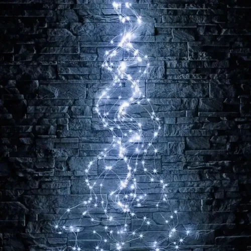 Внутрішня Світлодіодна гірлянда кінський хвіст 200led діодів 2 м 10 ниток Холодний білий для дому роса 10 струн по 2 метри USB Холодна Біла