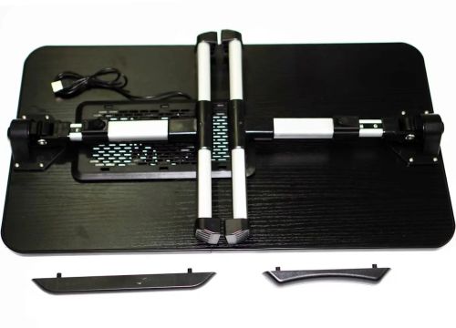 Складаний столик підставка VHG Q5-l 60x33 см з активним охолодженням для ноутбука, Регульований трансформер з кулером вентилятором в ліжко Чорний