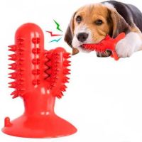 Жувальна іграшка для собак Bronzedog PetFun Dental кактус для чищення зубів на присосці з отвором для їжі, Зубна щітка для чищення Бронзедог