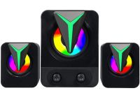 Музичні комп'ютерні колонки Hotmai Speaker FT-25-2.1 з RGB підсвічуванням для ПК, акустична система з сабвуфером і сателітами 9W USB 3.5 мм FT-25