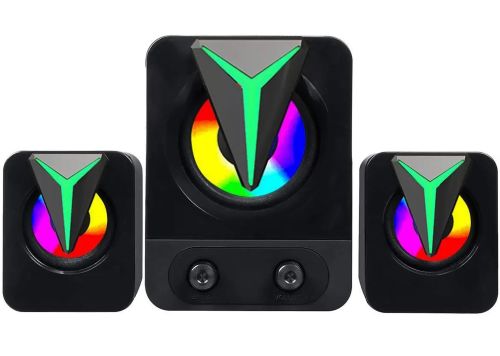 Музичні комп'ютерні колонки Hotmai Speaker FT-25-2.1 з RGB підсвічуванням для ПК, акустична система з сабвуфером і сателітами 9W USB 3.5 мм FT-25