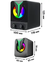 Музичні комп'ютерні колонки Hotmai Speaker FT-25-2.1 з RGB підсвічуванням для ПК, акустична система з сабвуфером і сателітами 9W USB 3.5 мм FT-25