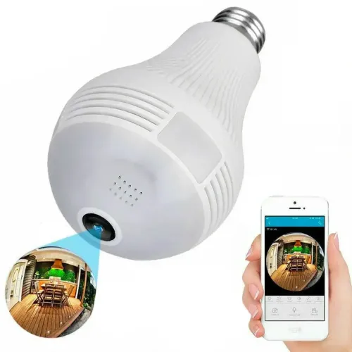 Бездротова панорамна IP Wi-Fi камера відеоспостереження лампочка в патрон E27 CAMERA SMART CAD-B13 H302 2MP стельова з віддаленим доступом 1080P