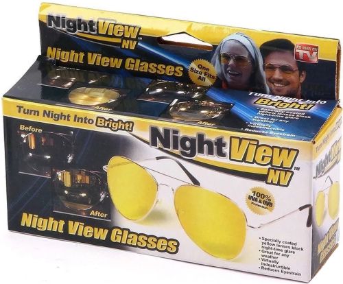 Водійські окуляри нічного бачення для водіння вночі Night View NV Glasses, Жовті поляризаційні антиблікові авіатори антифари з захистом для очей