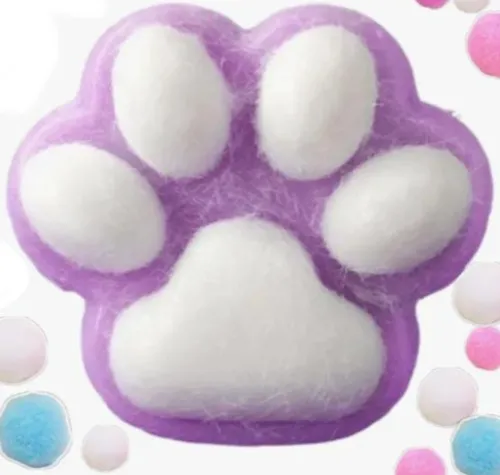 Силіконова іграшка антистрес сквіш котяча лапка Squishy Toys з ворсинками для рук, Дитяча м'ялка лапа кота Моті Каваї з кульками 2410-4 для дітей