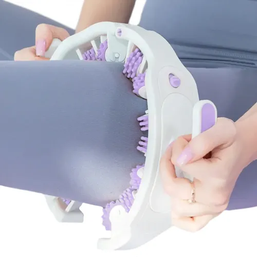 Антицелюлітний круглий ролик масажер 360° Circural Roller SBJ - 2303 для талії і сідниць W3 кільцевий ролер для масажу тіла білий з фіолетовим