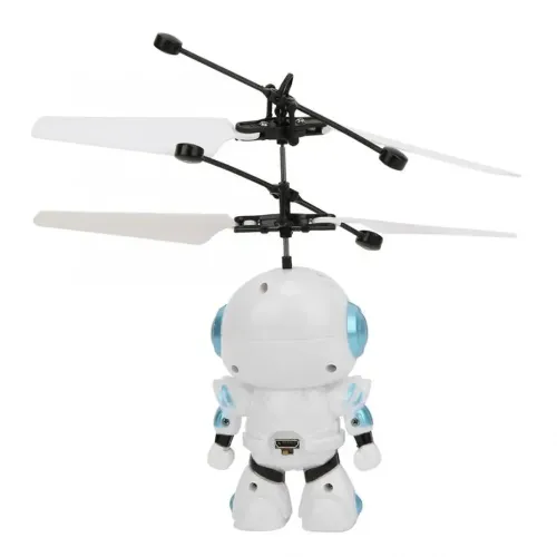 Літаючий робот Robot Flying Aircraft VIATOYS PC520 летить за рукою, Індукційна літаюча USB іграшка з сенсорним управлінням від руки і підсвічуванням