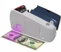 Портативна міні рахункова машинка V31 з УФ детектором для рахунку грошей банкнот, лічильник готівки з lcd дисплеєм від батарейок і від мережі сіра