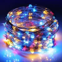 Вулична Світлодіодна гірлянда Solar String Lights 12 метрів 100 LED RGB діодів з сонячною панеллю, Водонепроникна Роса з пультом Мультикольорова
