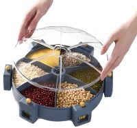 Настенный диспенсер карусель Rotatable Multi-Grain Cans для хранения круп 6 отделений 360, Вращающийся органайзер сыпучих продуктов с дозатором