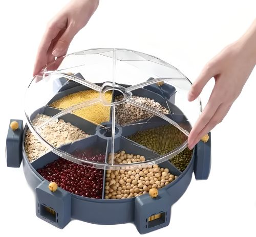 Настенный диспенсер карусель Rotatable Multi-Grain Cans для хранения круп 6 отделений 360, Вращающийся органайзер сыпучих продуктов с дозатором