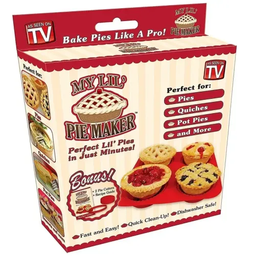 Силіконова форма My lil Pie Maker для випікання і запікання кексів, мафінів на 4 клітинки, Формочка для випічки кошичків і готування на кухні Червона
