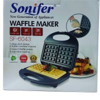 Вафельниця Sonifer Cone Maker SF-6043, Електровафельниця для бельгійських вафель, Побутова бутербродниця сендвичница Waffle Maker 750 Вт Чорна