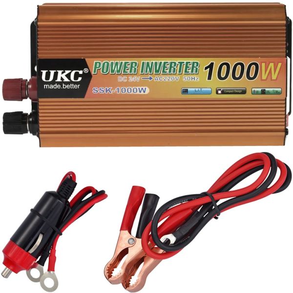 Автомобільний інвертор UKC 24V - 220V 1000W авто перетворювач напруги струму від прикурювача і акумулятора зарядний із захистом від перегріву 1000Вт