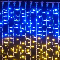 Внутренняя светодиодная гирлянда Водопад Флаг Украины 2x2 м 160 LED диодов Сине желтая, Патриотическая гирлянда штора Xmas 8 режимов от USB