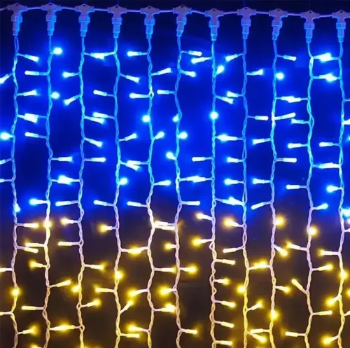 Внутренняя светодиодная гирлянда Водопад Флаг Украины 2x2 м 160 LED диодов Сине желтая, Патриотическая гирлянда штора Xmas 8 режимов от USB