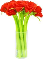 Гелева гнучка ручка у вигляді троянди Pensil Flowers ZF2088 23 см синя паста, Кулькова у вигляді квітки червона троянда товщина лінії 0.5мм для школи, Кулькова у вигляді квітки червона троянда