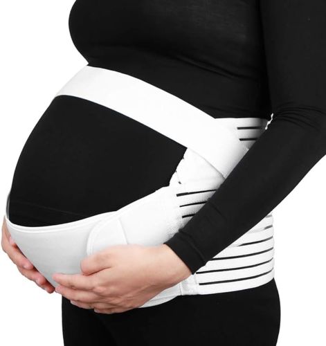 Еластичний бандаж Vitaly Prenatal Belt NJ-138 для вагітних допологовий і післяпологовий, дихаючий пояс для підтримки живота і спини на липучках Білий