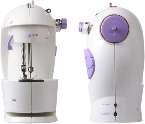 Профессиональная швейная машинка 4 в 1 Mini Sewing Machine SM-202A (WJ-08), Портативная мини машинка 201 для шитья с адаптером и педалью для дома Белая