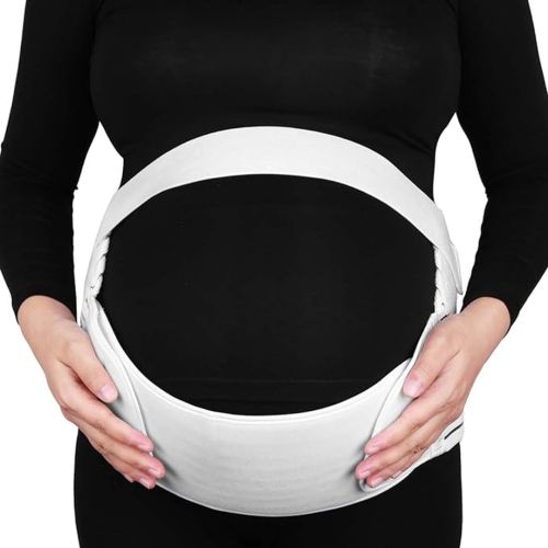 Еластичний бандаж Vitaly Prenatal Belt NJ-138 для вагітних допологовий і післяпологовий, дихаючий пояс для підтримки живота і спини на липучках Білий