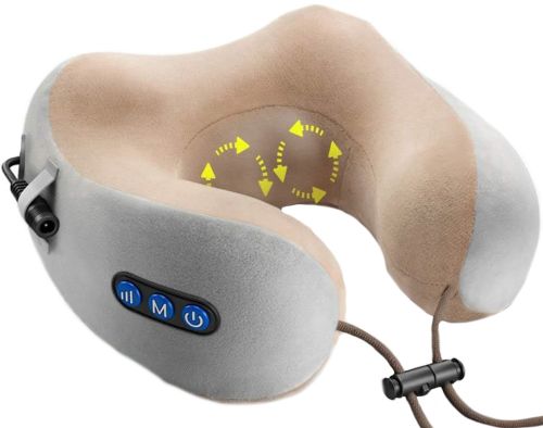 Бездротова масажна подушка Gelius Smart Pillow Massager GP-PM001 для зняття втоми і напруги шиї з підігрівом і вібрацією на акумуляторі