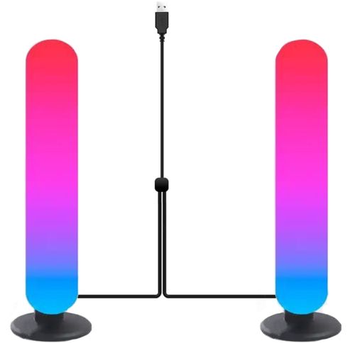 Комплект настольный цветной светильник лампа Ambient Light RGB D16 2 штуки с пультом ДУ, Светодиодные лампы Wi-Fi подсветка 25 см от USB
