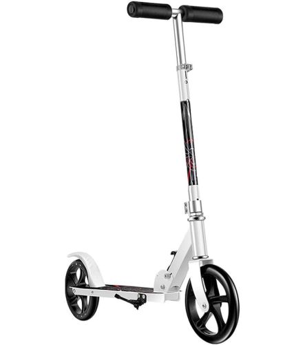 Двоколісний складаний самокат Scooter 888 BT-3 Білий з підніжкою і регулюванням висоти для підлітків 110 кг, Міський прямий самокат колеса 200мм
