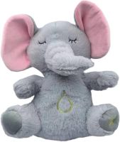 Інтерактивна м'яка іграшка дихаючий Слоник Elephant для сну новонароджених дітей, м'який музичний слон нічник 30 см з диханням від батарейок Сірий