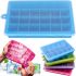 Силіконова багаторазова форма Silicone Ice Cubes Make для заморозки льоду і шоколаду з кришкою на 24 осередки, Лоток піднос для зберігання льоду 24 кубика